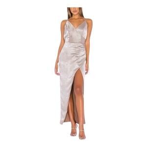 THE JETSET DIARIES Womens Size Small Side Slit Get Up Maxi Dress In Stone NWT